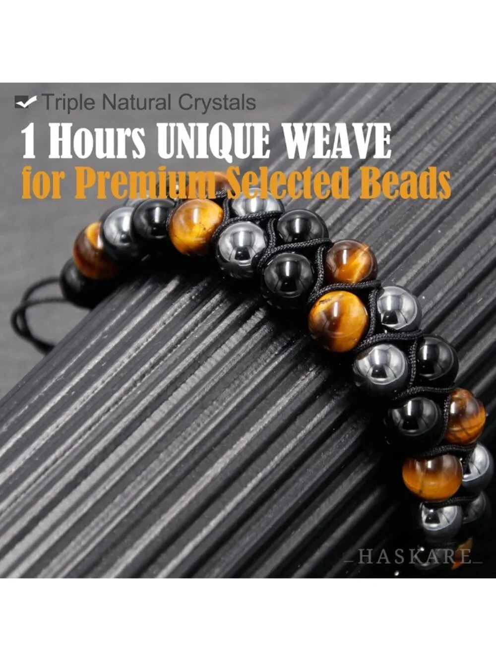 Triple Protection Bracelet for Men - Tigers Eye, Black Obsidian, Hematite